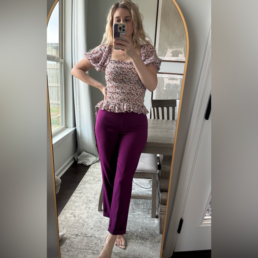 Deep Purple Women's Purple Dark Magenta Undertone Work Office Trouser Pants - Picture 8 of 16